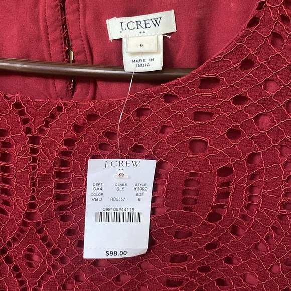 NWT J Crew Wine Lace 3/4 Sleeve Shift Dress - Picture 6 of 6
